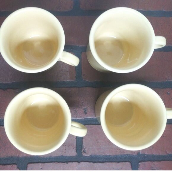 4 Homer Laughlin Fiesta Ware Coffee Mugs Yellow round handle - Picture 6 of 10